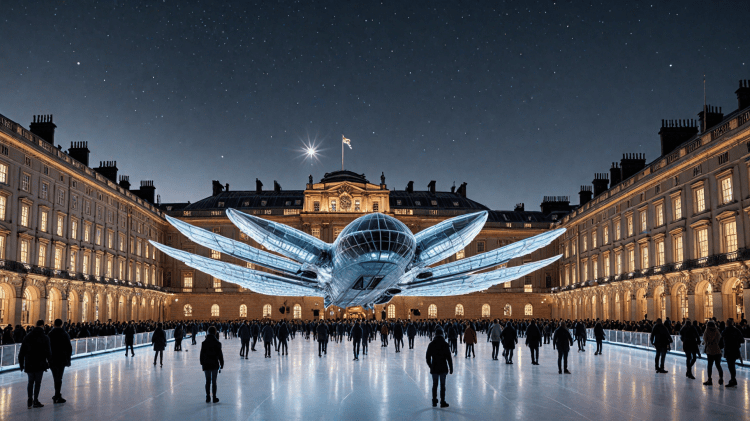 Spaceship over an ice rink